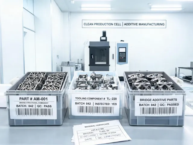 Bridge production parts sorted for shipment