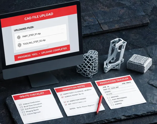 CAD upload quote workflow on manufacturing desk
